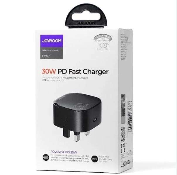 JOYROOM L P307 30W PD Type C Fast Charger – Black Color