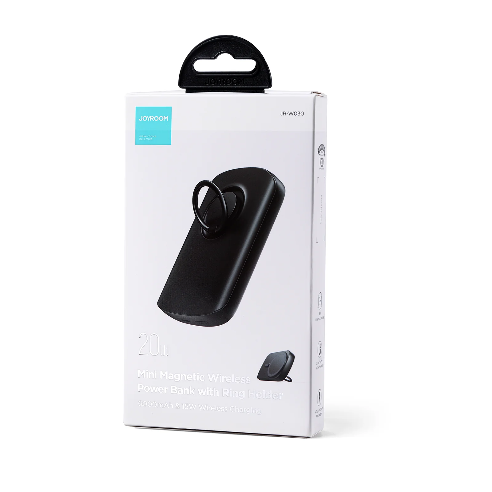 Joyroom Jr W030 20W 6000Mah Magnetic Wireless Power Bank With Ring Holder Black Color