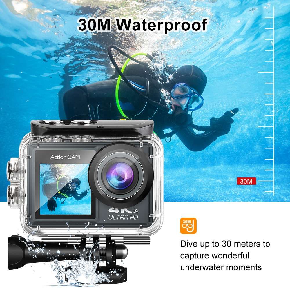 Ausek At M40R 5K Waterproof Action Camera A