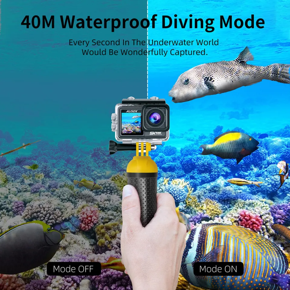 Ausek At S81Tr Waterproof Dual Display 5K Action Camera With Filter D