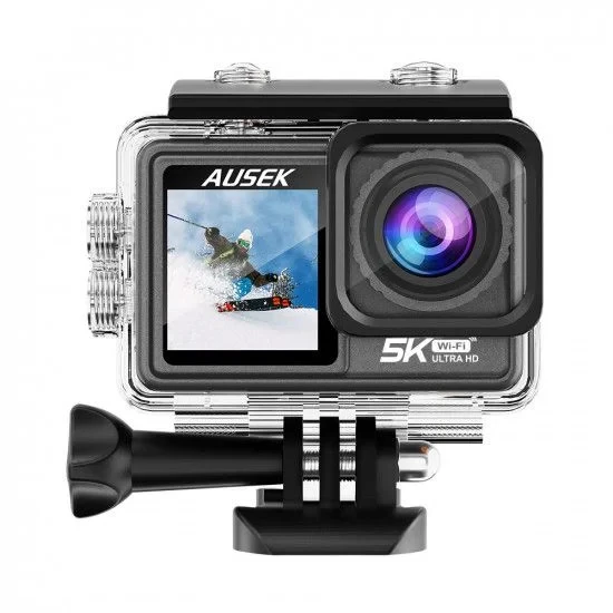 Ausek AT S81TR Waterproof Dual Display 5K Action Camera With Filter