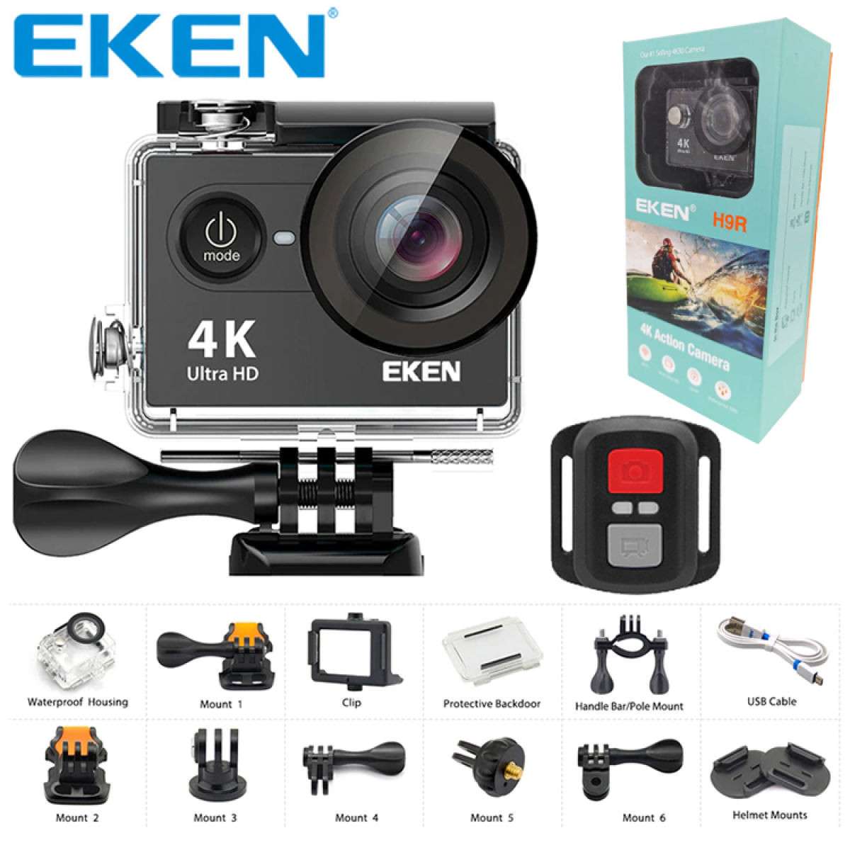 Eken H9R Action Camera With Accessories D