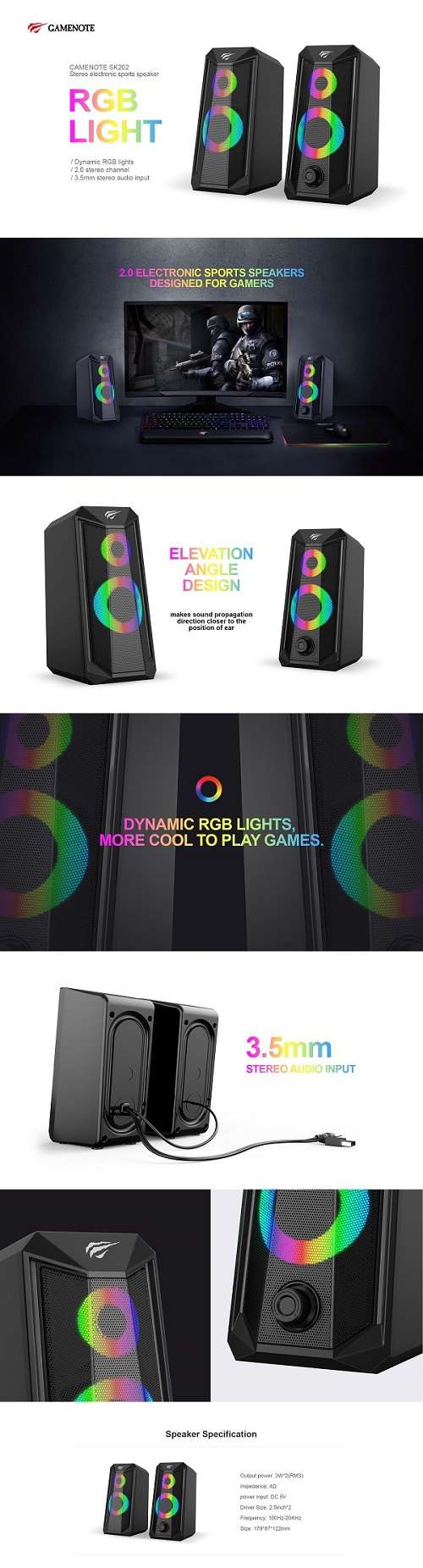 Havit Sk202 Rgb Gaming Usb Speaker D