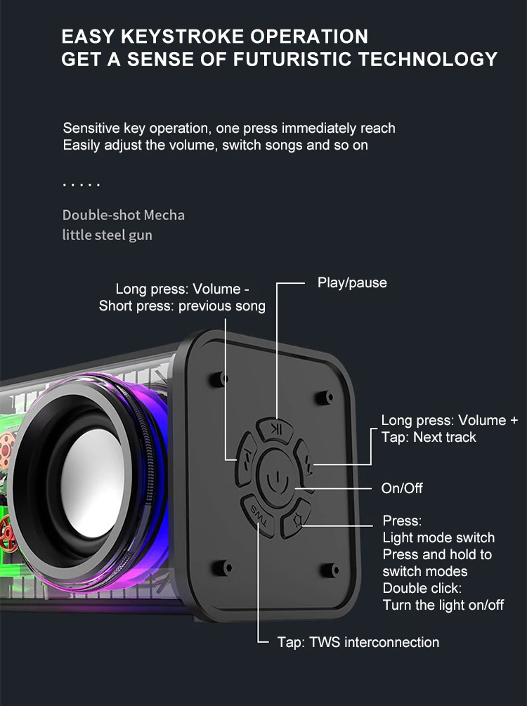 Mecha A88 10W Transparent Dual Bluetooth Speaker C