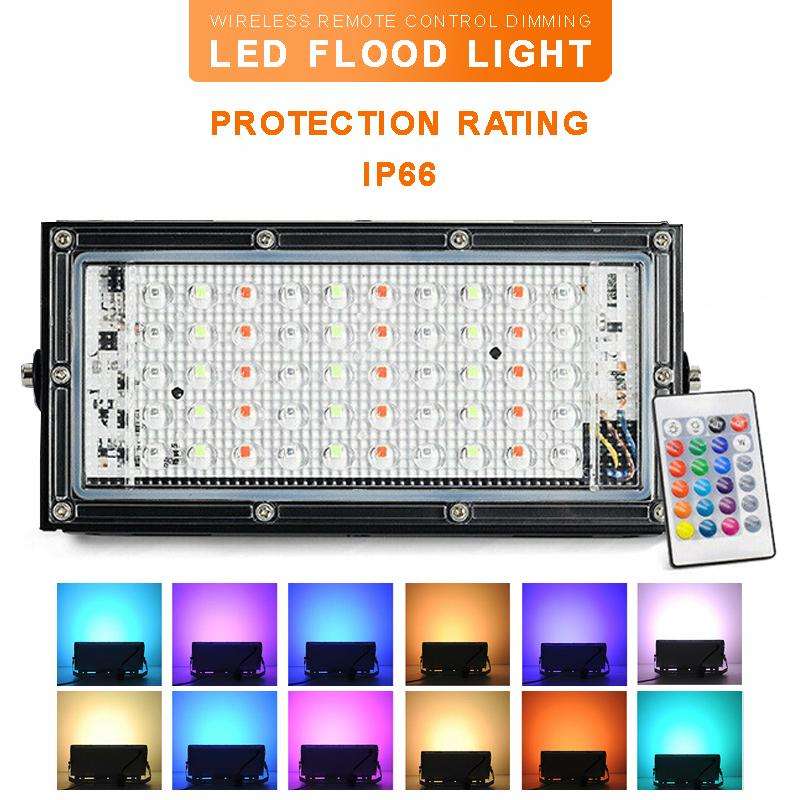 Rgb Led Flood Light Remote Controlled Ip66 Waterproof Landscape &Amp; Outdoor Lighting (50W, Ac220V)