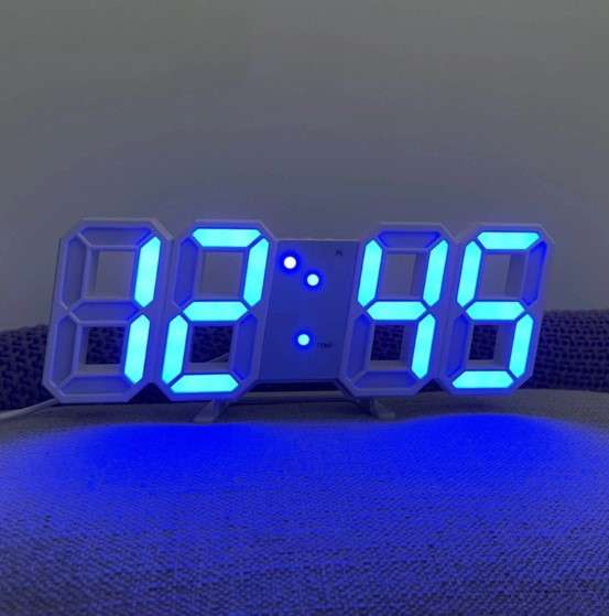 3D Led Digital Clock Glowing Decoration Wall Or Table Clock – Blue Led A