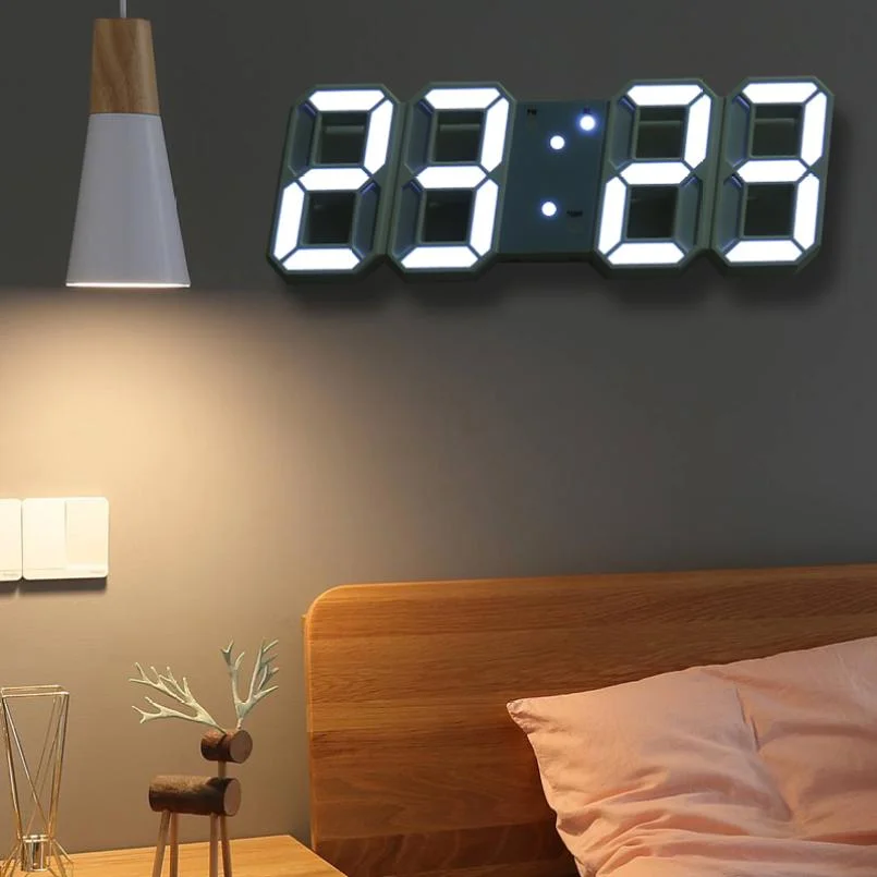 3D Led Digital Clock Glowing Decoration Wall Or Table Clock – Blue Led B