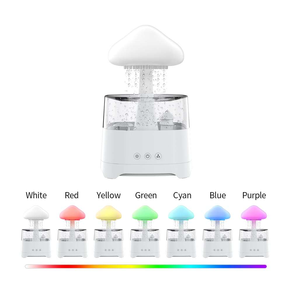 5 In 1 Bluetooth Speaker Rain Cloud Humidifier, Switchable 7 Colors, 450Ml Capacity Super Quiet, Intelligent Anti Dry Function C