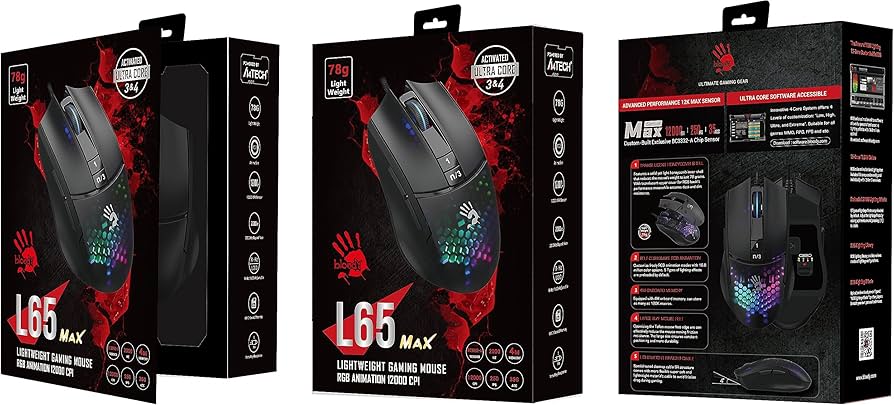 A4Tech Bloody L65 Max Honeycomb Lightweight Rgb Wired Gaming Mouse E