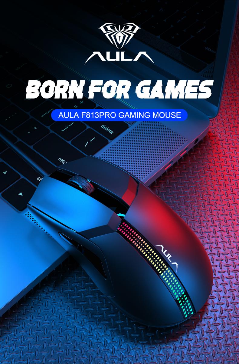 Aula F813 Pro Colorful Light Effects Gaming Mouse E