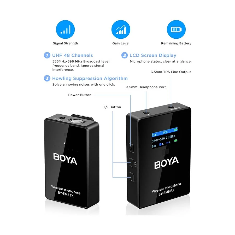 Boya By Em5 K1 Uhf Omnidirectional Wireless Microphone System A