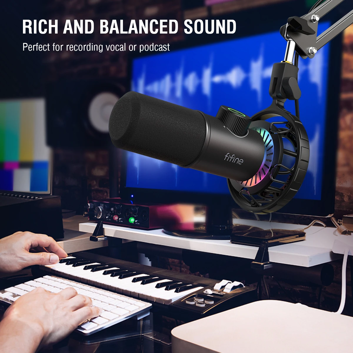 Fifine K658 Usb Dynamic Cardioid Podcast Microphone With A Live Monitoring, Gain Control, Mute Button C