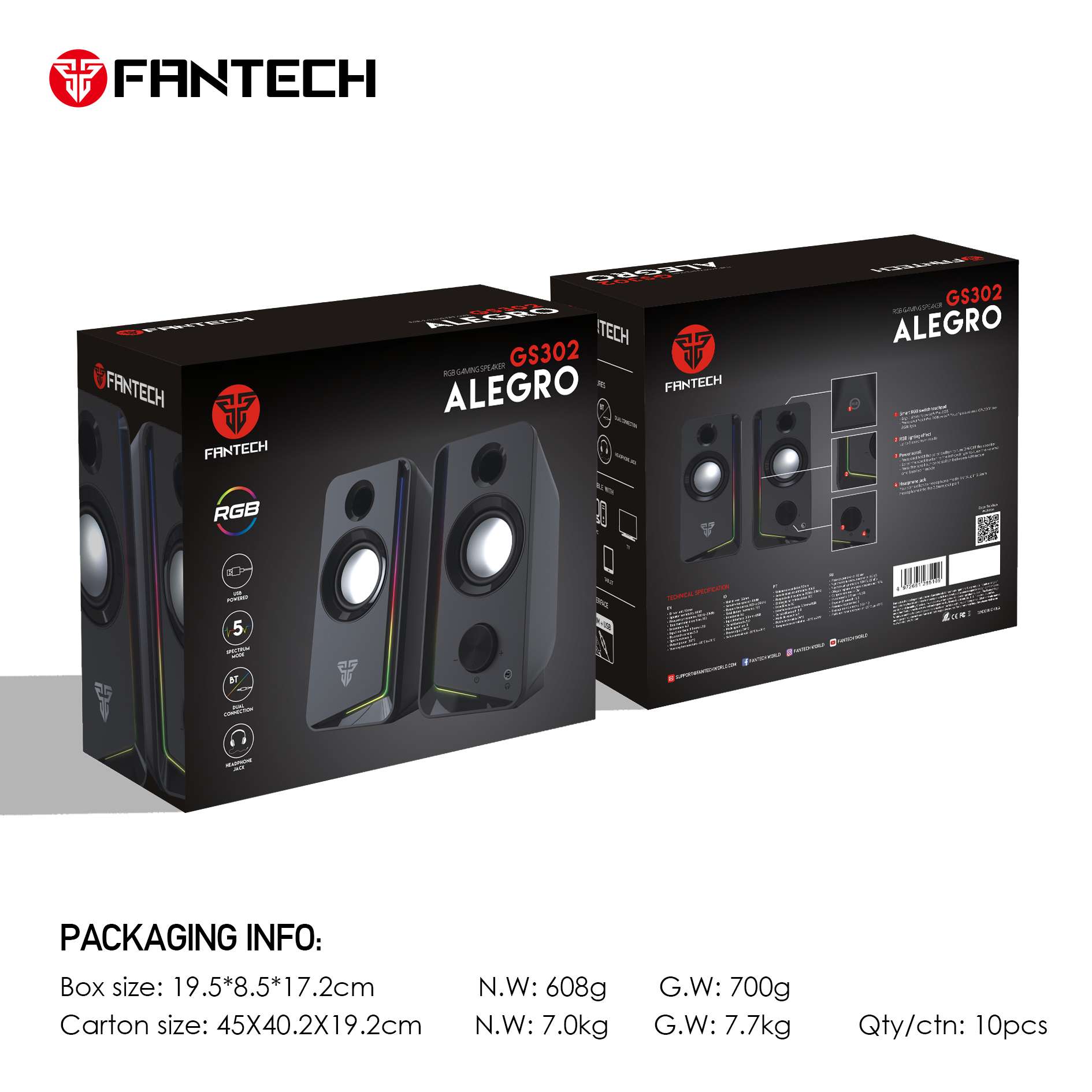 Fantech Gs302 Alegro Rgb Bluetooth Gaming Speaker B