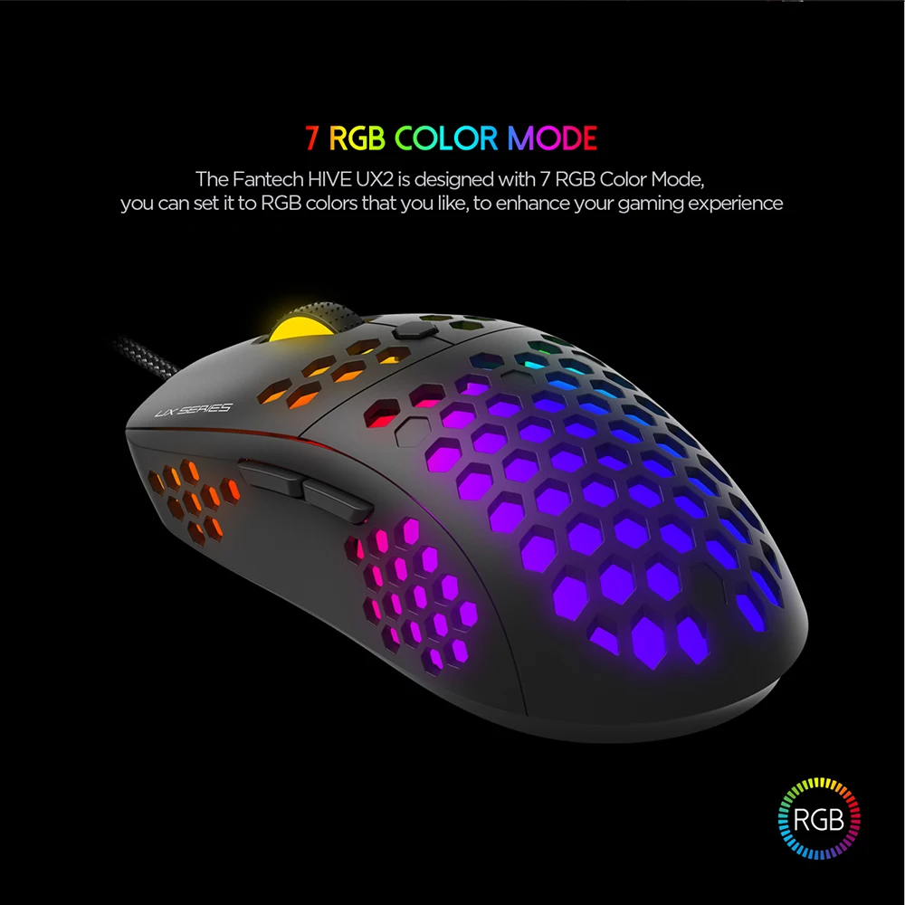 Fantech Hive Ux2 6 Buttons 7 Mode Usb Rgb Gaming Mouse C