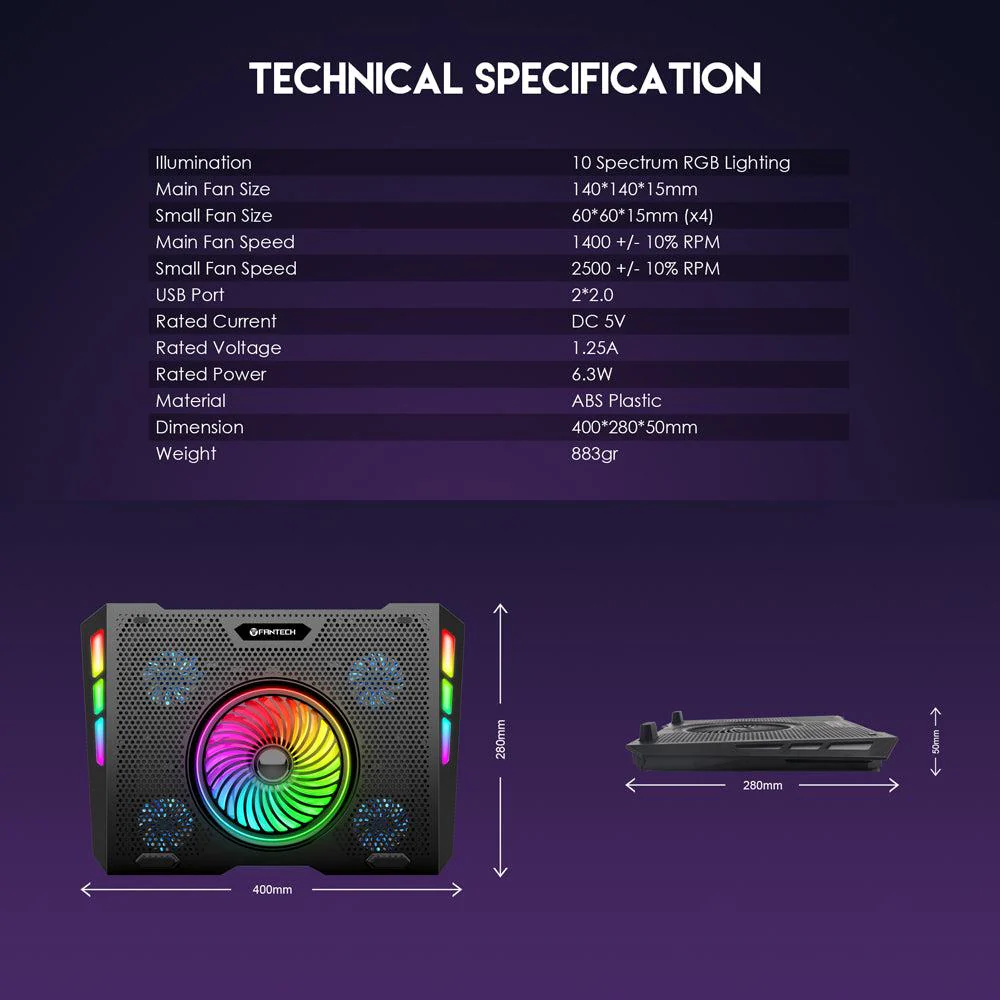 Fantech Nc20 Rgb Laptop Cooler D