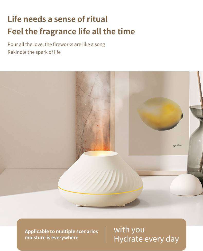 Gearup Dq705 Volcanic Flame Mini Humidifier With Color Night Light White D