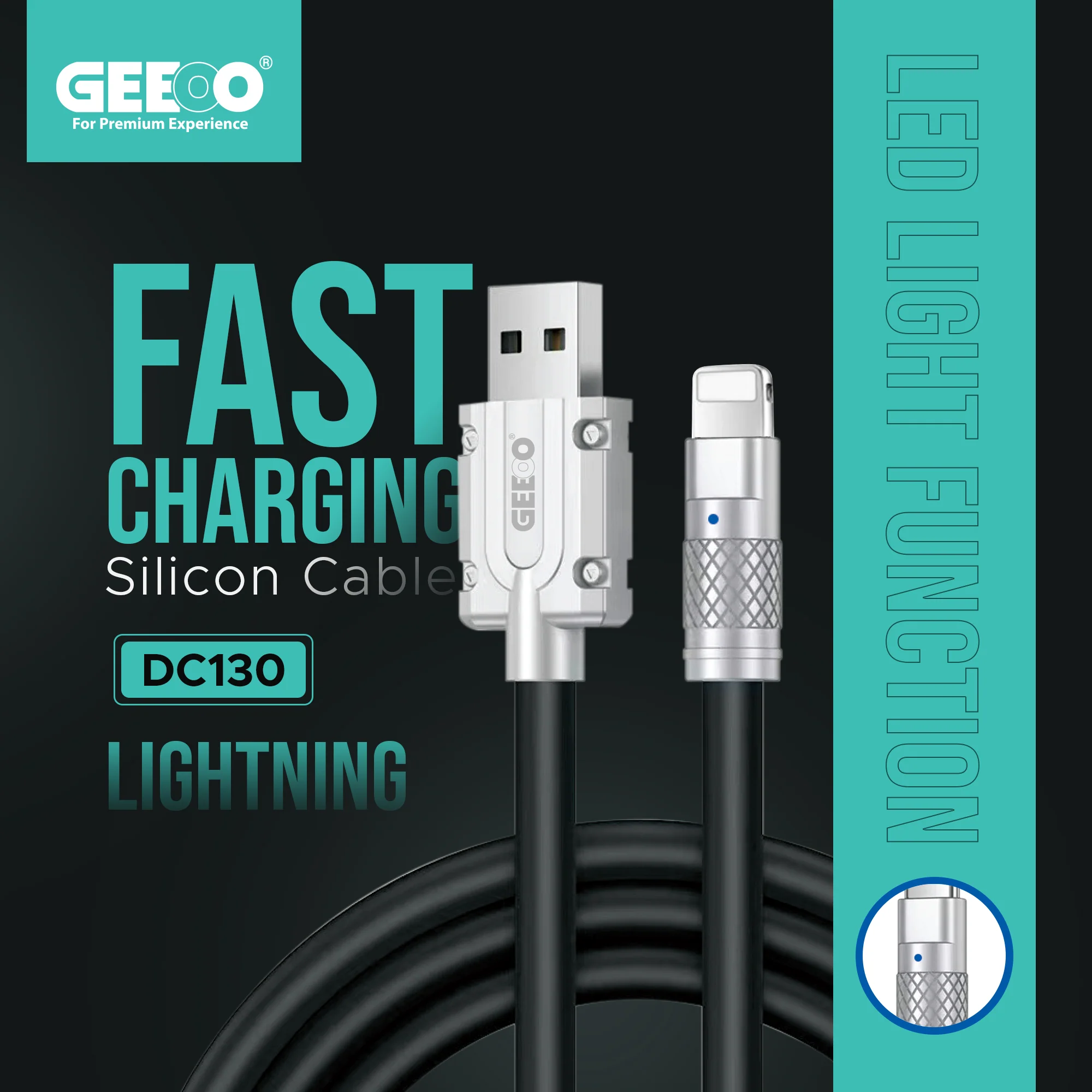 Geeoo Dc 130 Liquid Silicone 3A Charging Data Cable A