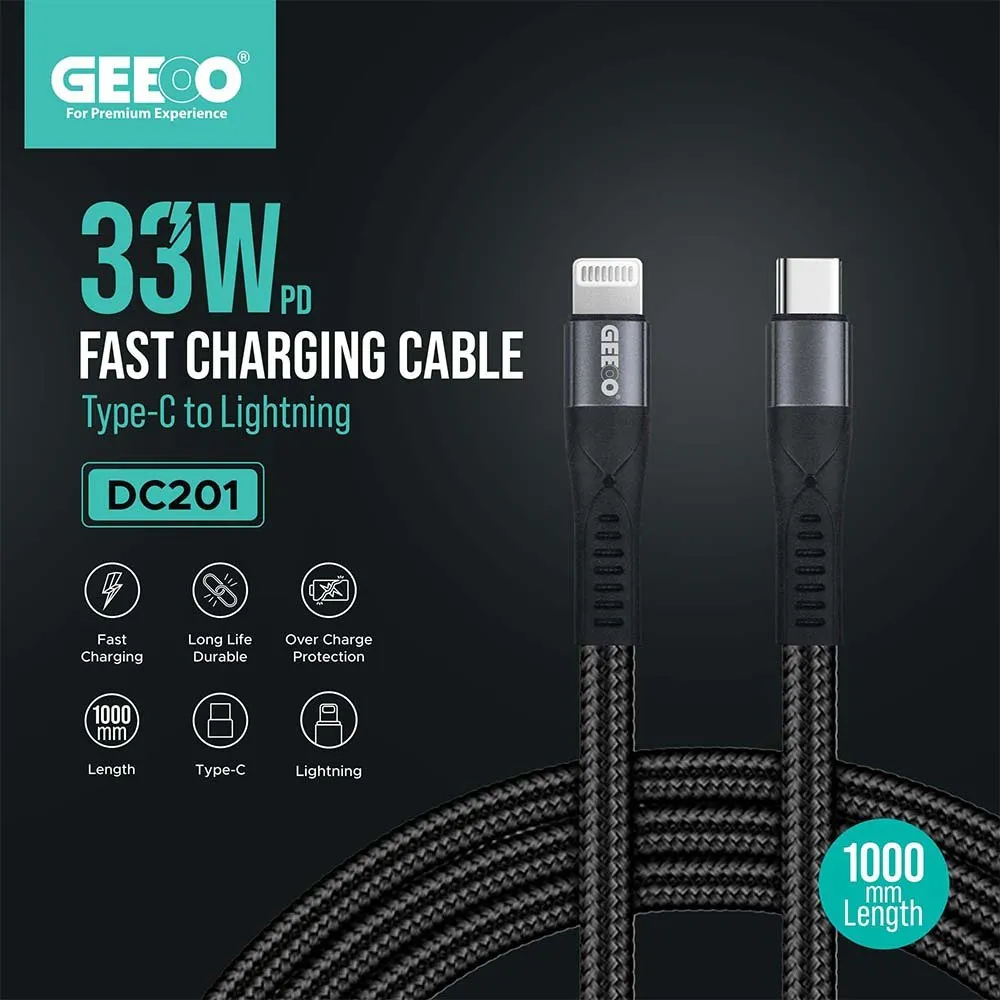 Geeoo Dc 201 33W Type C To Lightning Charging Data Cable B