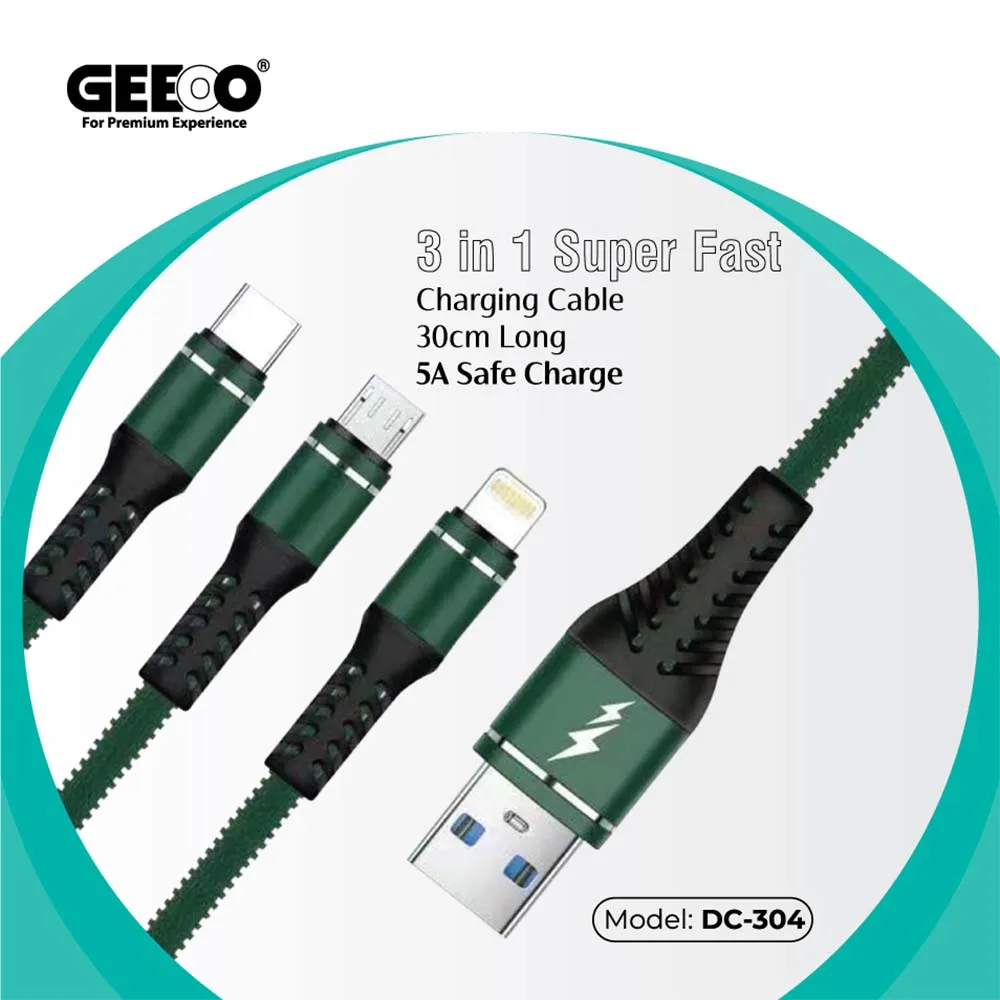 Geeoo Dc 304 3 In 1 5A Short Charging Cable 30Cm A