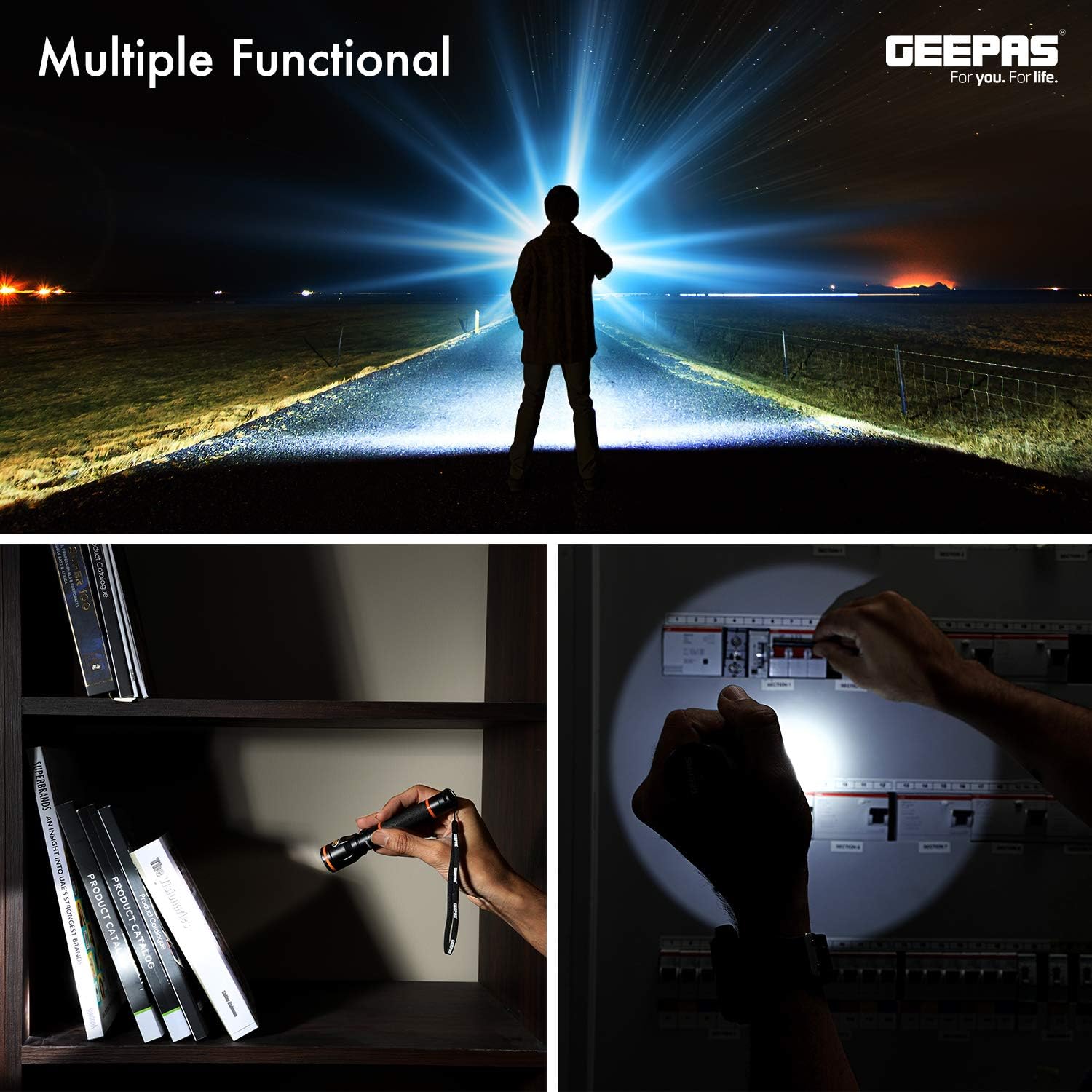 Geepas Gfl4659N Rechargeable Led Flashlight C