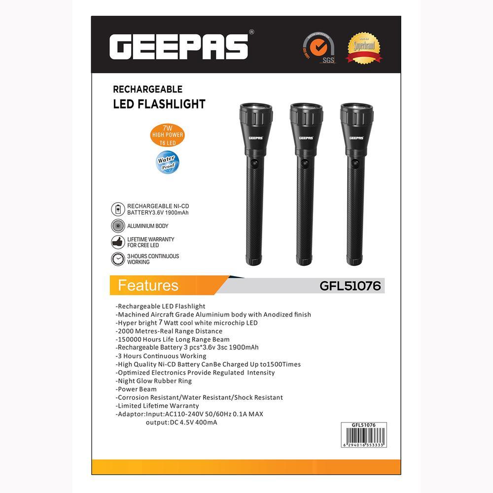 Geepas Gfl51076 3 In 1 Rechargeable Led Flashlight B