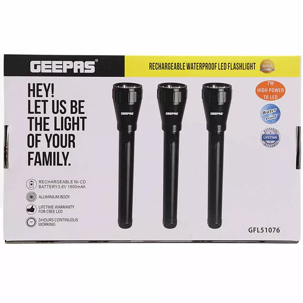 Geepas Gfl51076 3 In 1 Rechargeable Led Flashlight C