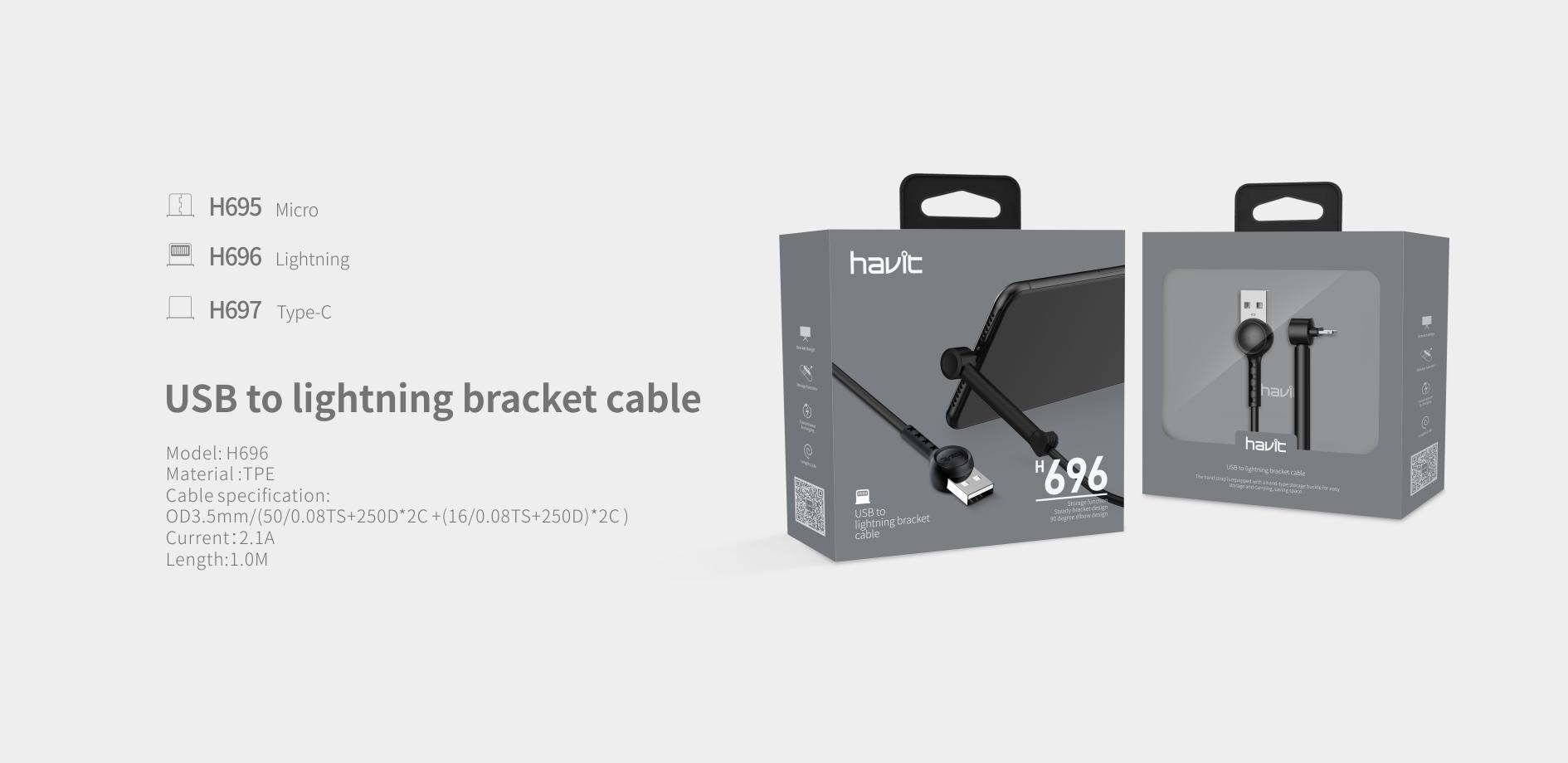 Havit H696 Usb To Lightning Bracket Cable B