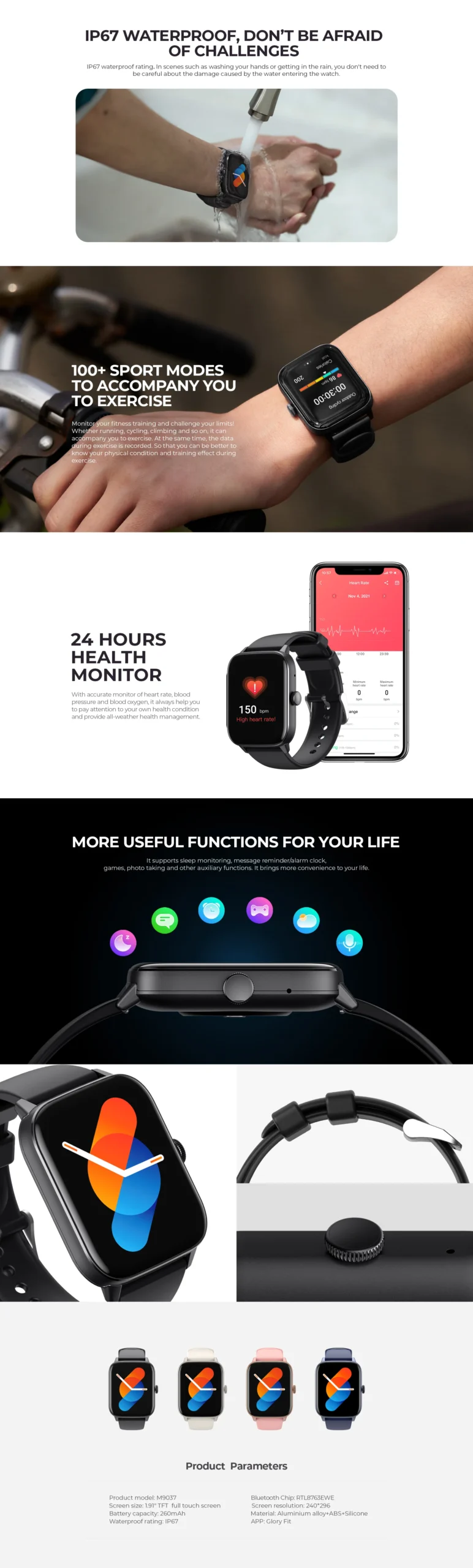 Havit M9037 Smart Watch Voice Assistant 9037 C