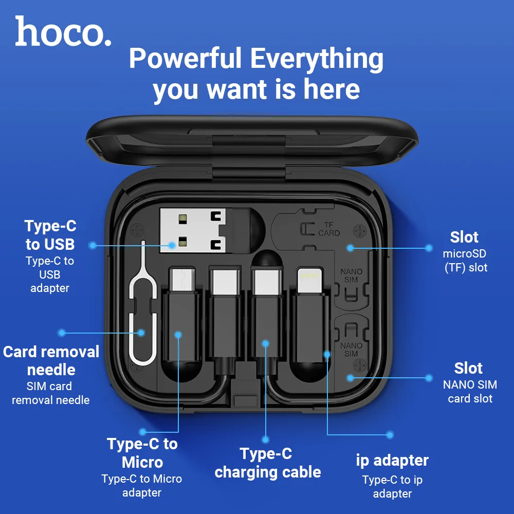 Hoco U114 Multifunctional 3A Phone Cable Storage Suit B