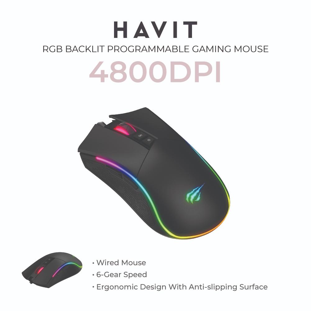 Havit Gamenote Ms1001S Rgb Backlit Programmable Gaming Mouse E