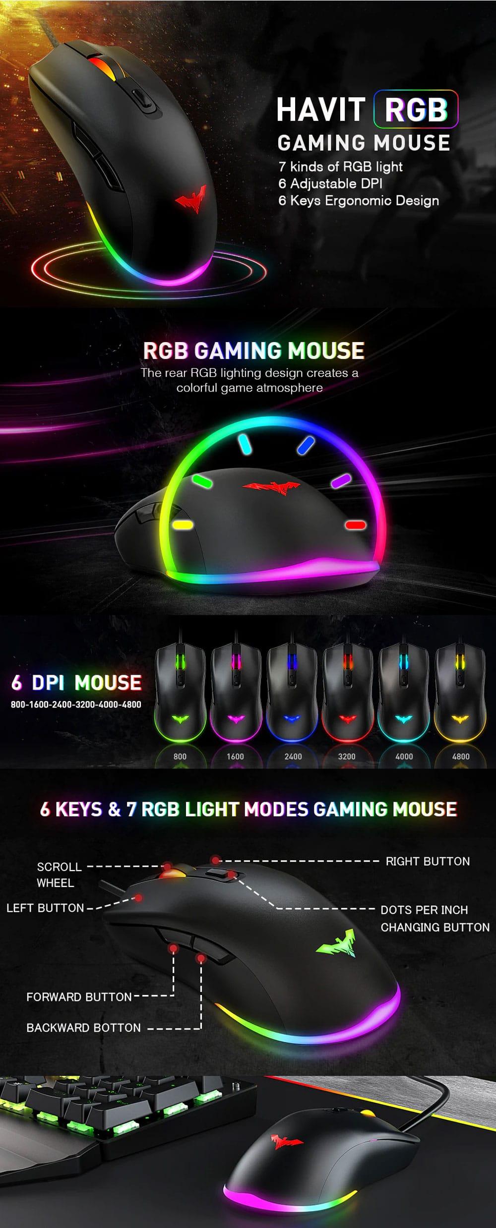 Havit Ms732 Rgb Backlit Programmable Gaming Mouse C