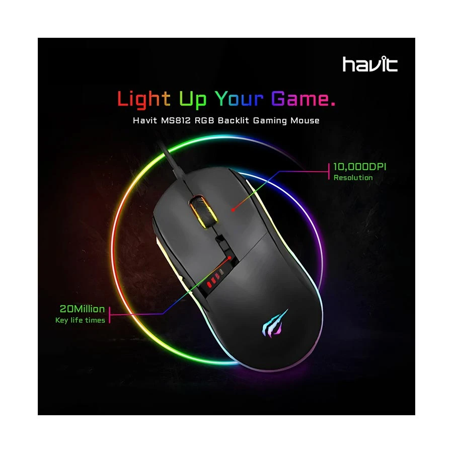 Havit Ms812 Rgb Backlit Programmable Gaming Mouse B