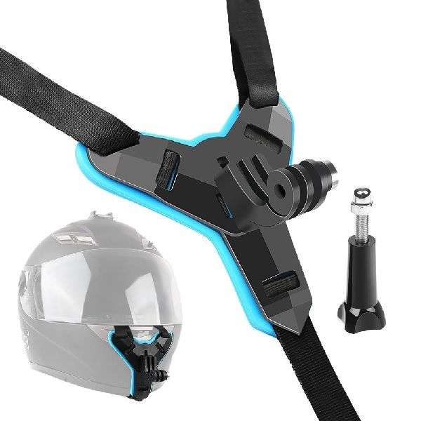 Helmet Chin Mount And Mobile Holder For Smartphone &Amp; Action Camera Black &Amp; Blue A