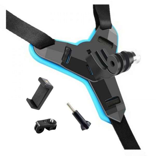 Helmet Chin Mount and Mobile Holder For Smartphone & Action Camera  Black & Blue