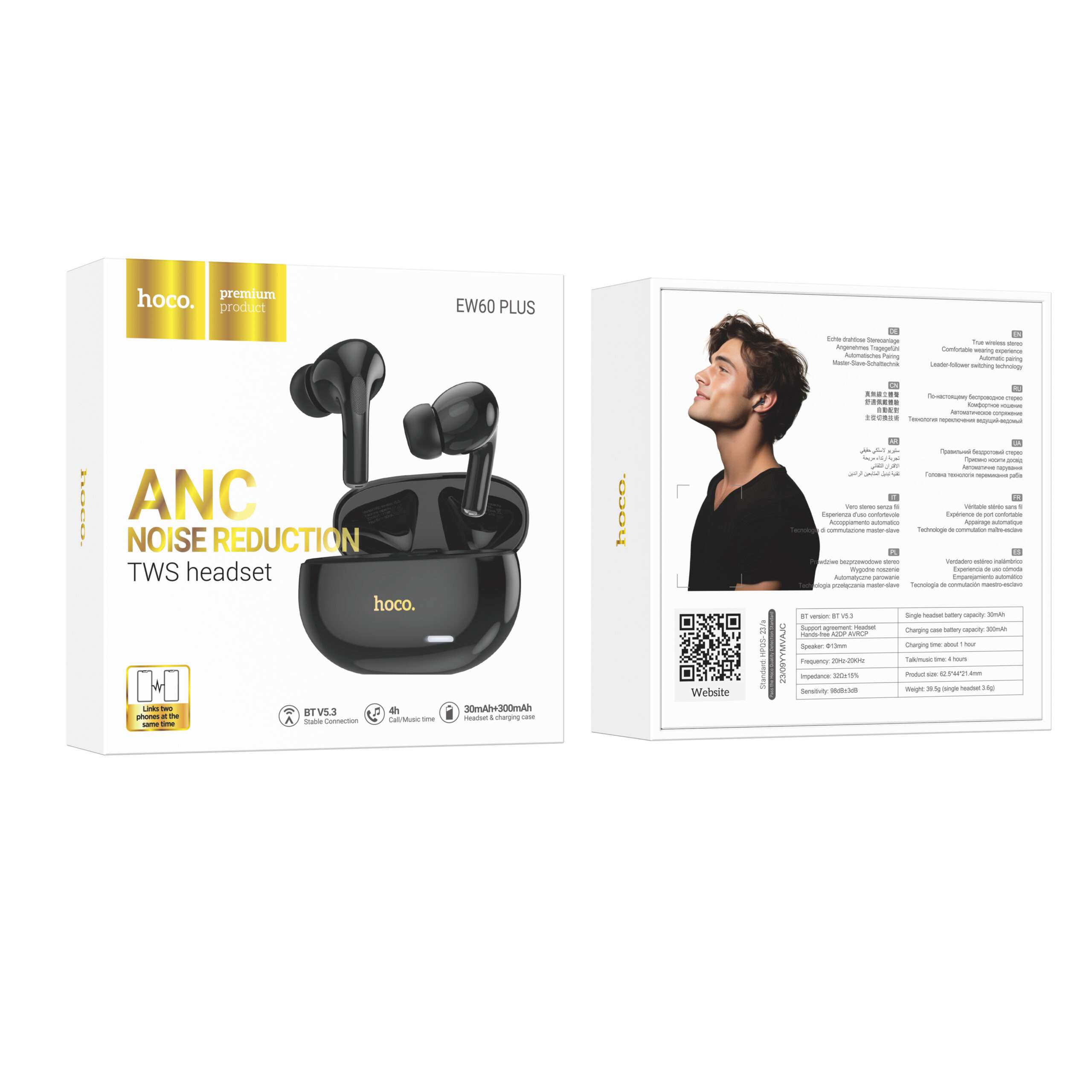 Hoco Ew60 Plus Norman True Wireless Anc Bt Headset B