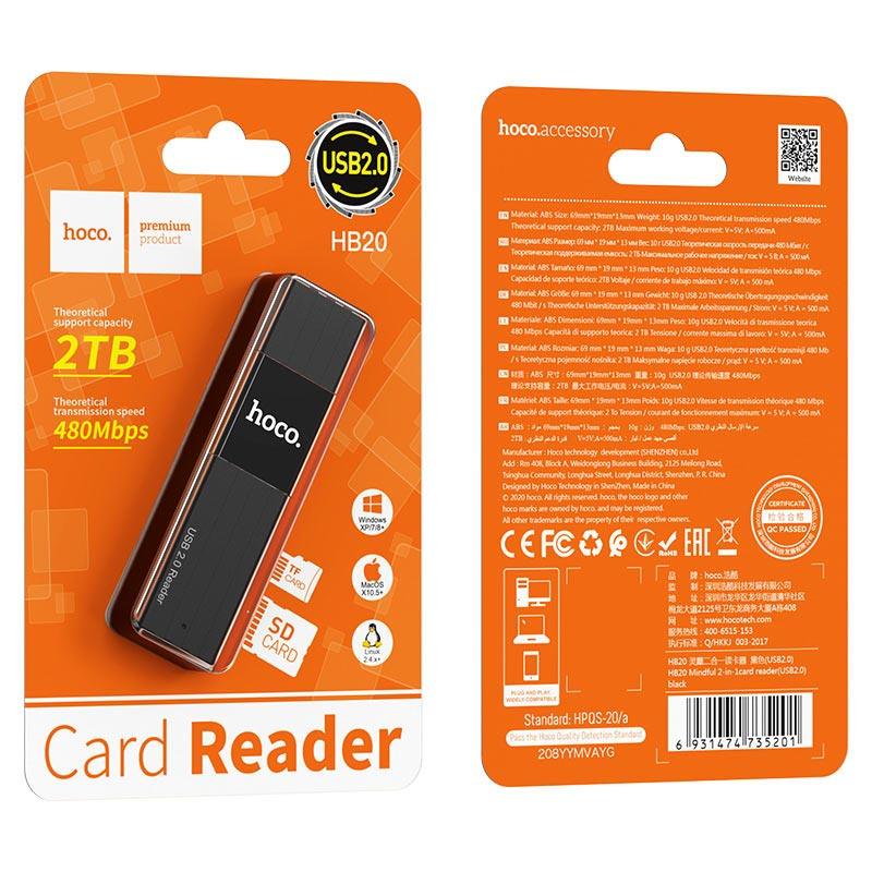 Hoco Hb20 Mindful 2 In 1 Usb 2 0 Card Reader D