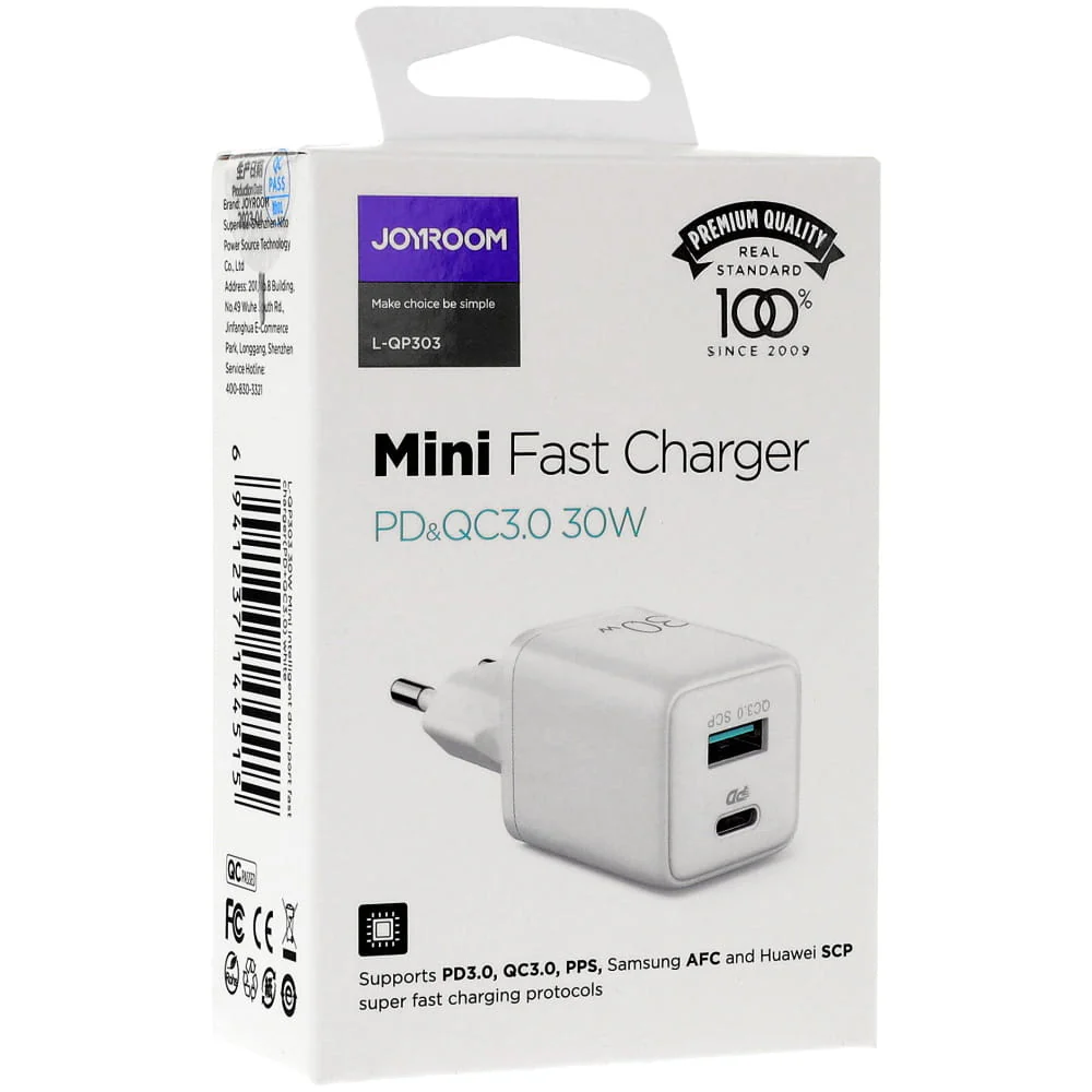 Joyroom L Qp303 Fast Charger 30W With Usb C Power Delivery C