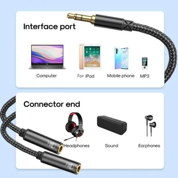 Joyroom Sy A04 Male To Female Y Splitter Audio Cable Support Voice Call B