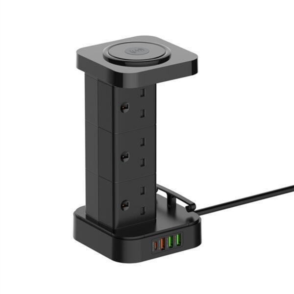 LDNIO SKW6457 6 Outlet USB Tower Extension Power Socket with 15W Wireless Charger a