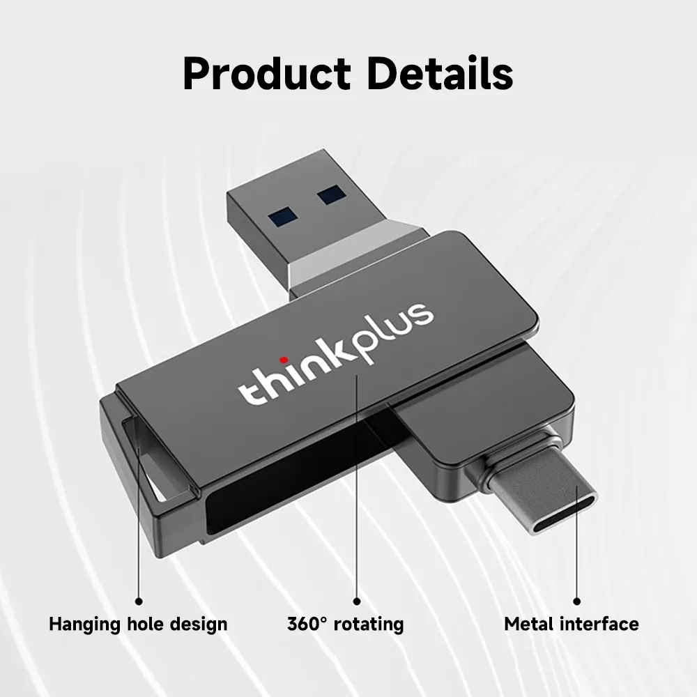 Lenovo Thinkplus Mu251 Usb 3 1 &Amp; Type C Dual Port 256Gb Flash Drive D