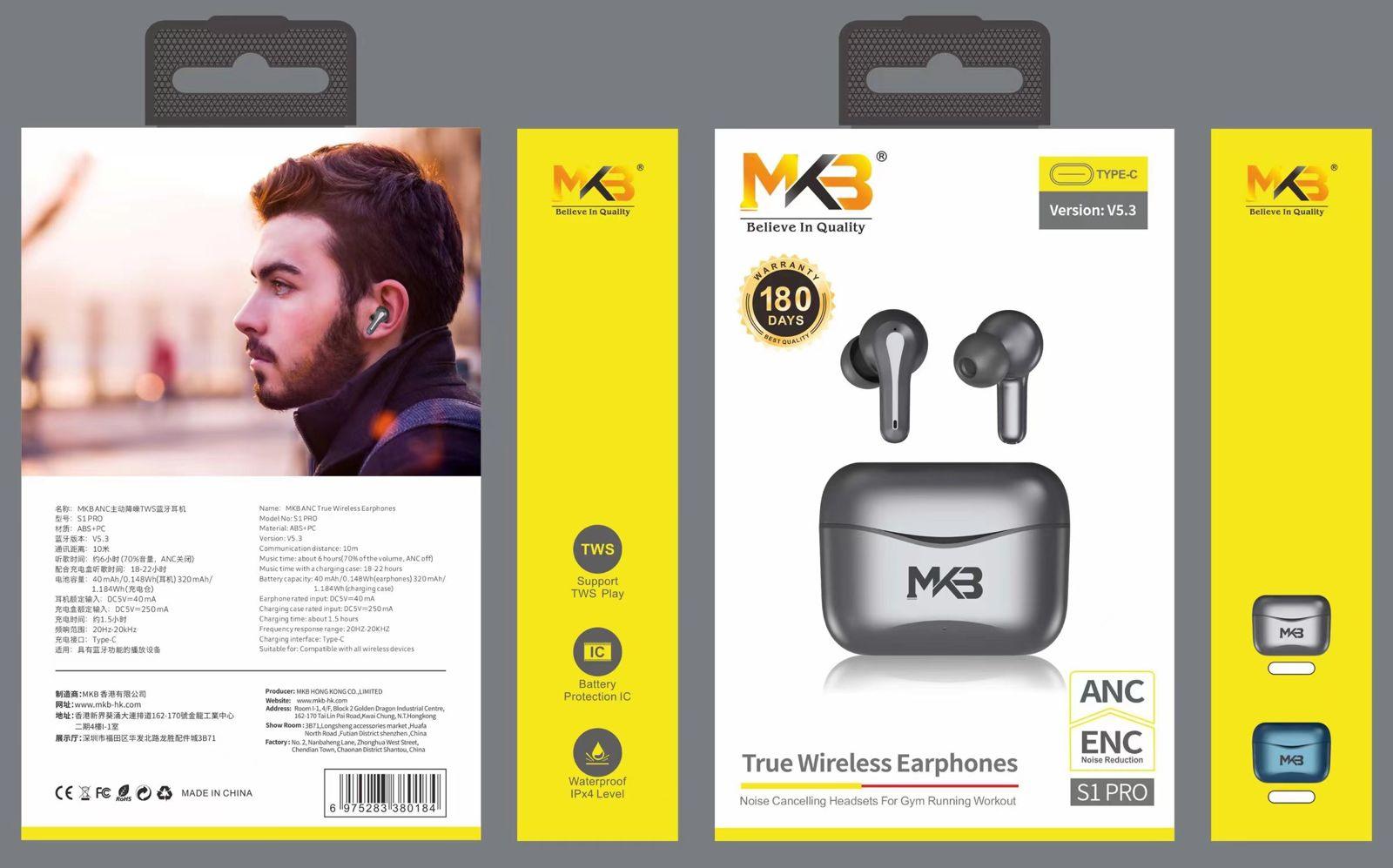 Mkb S1 Pro Anc+Enc True Wireless Earphones B