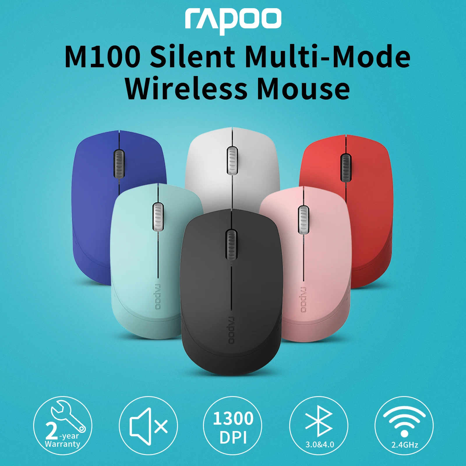 Rapoo M100 Multi Mode Bluetooth &Amp; Wireless Silent Mouse F