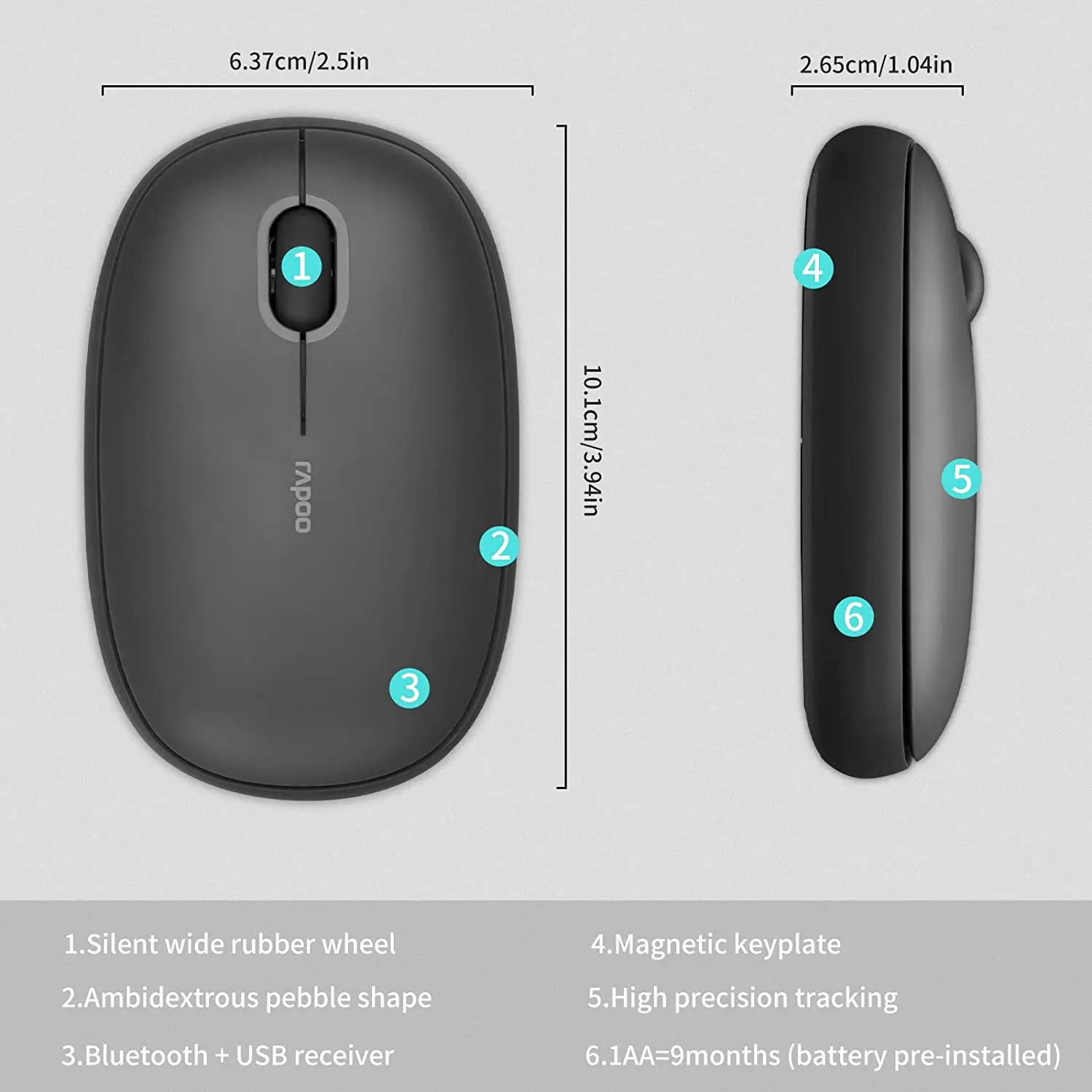 Rapoo M650 Multi Mode Wireless Optical Mouse E