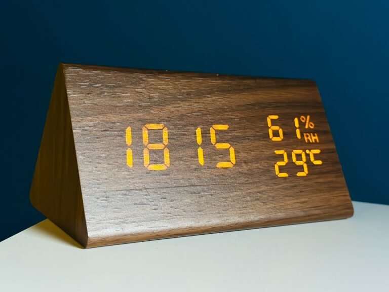 Triangle Wooden Style Digital Led Clock Dark Wood D