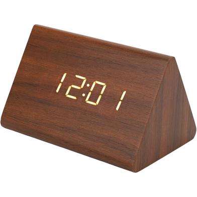 Triangle Wooden Style Digital Led Clock Dark Wood