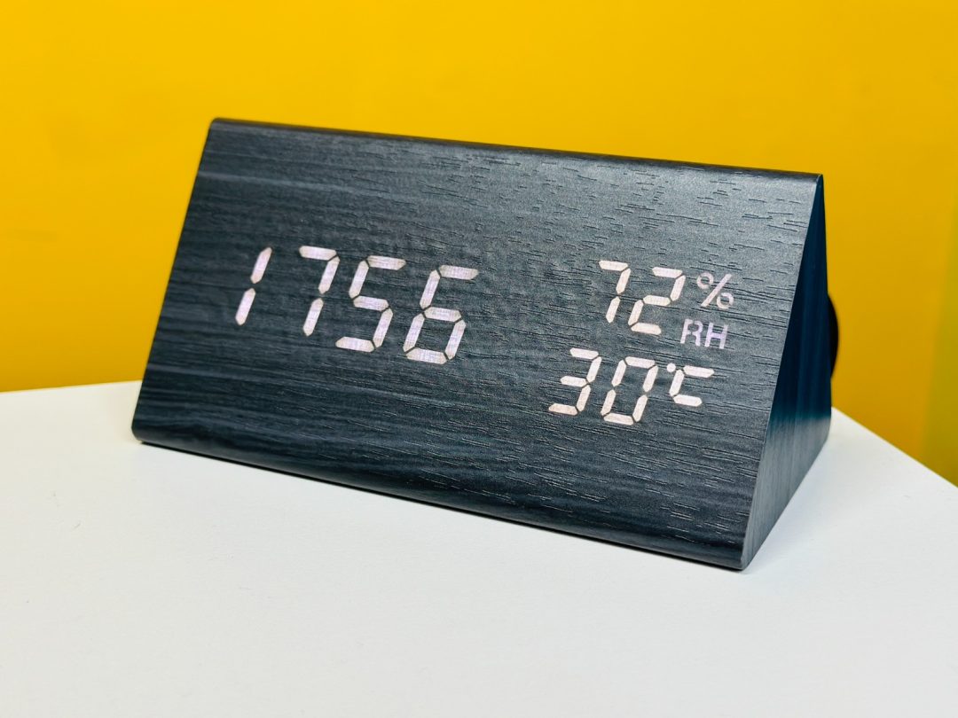 Triangle Wooden Style Digital Led Clock – Black Sdfv Triangle Wooden Style Digital Led Clock – Black Sdfv