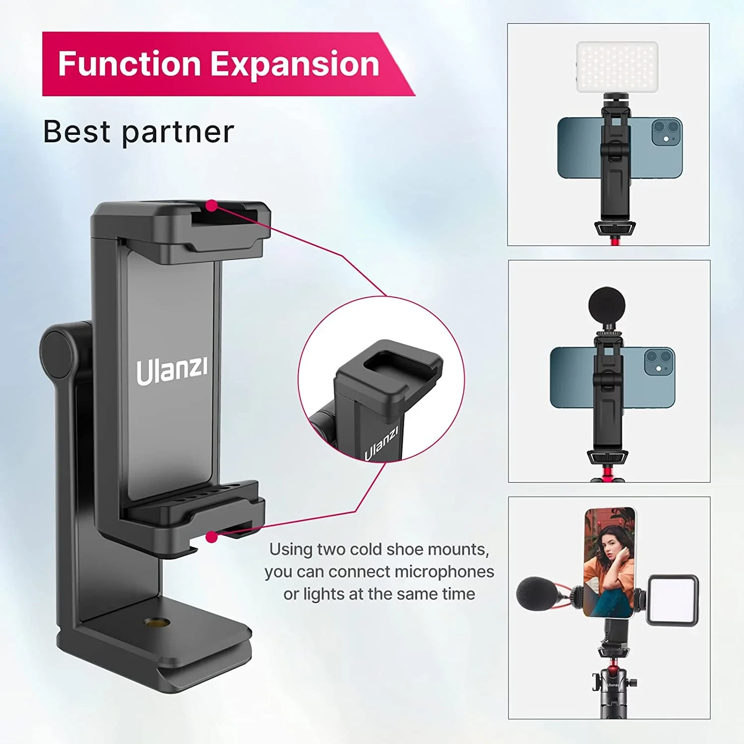 Ulanzi St 22 360º Rotatable And Tiltable Mobile Holder Only With Double Cold Shoe Mount B