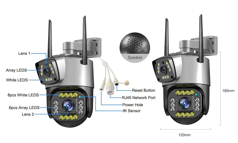 V380 Wifi Dual Lens Security Smart Ip Camera C