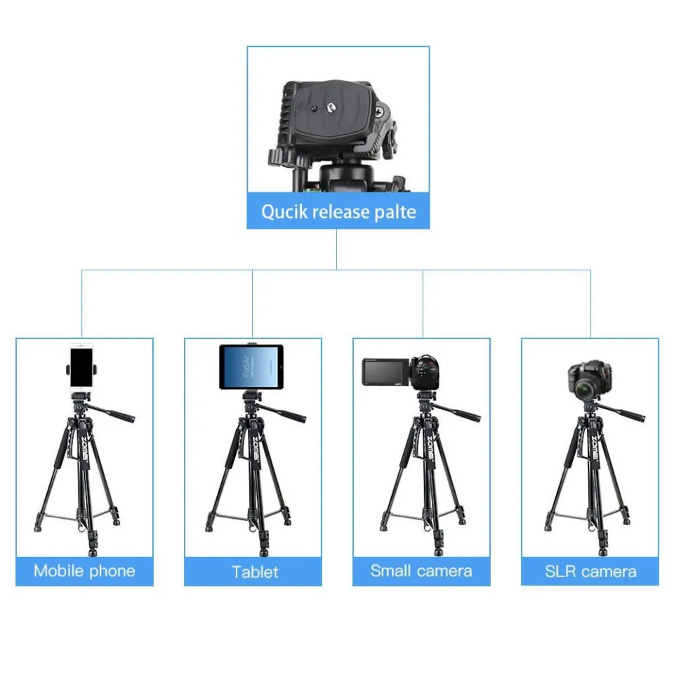 Zomei T120 Mobile &Amp; Dslr Tripod Professional Series (Without Mobile Holder) E