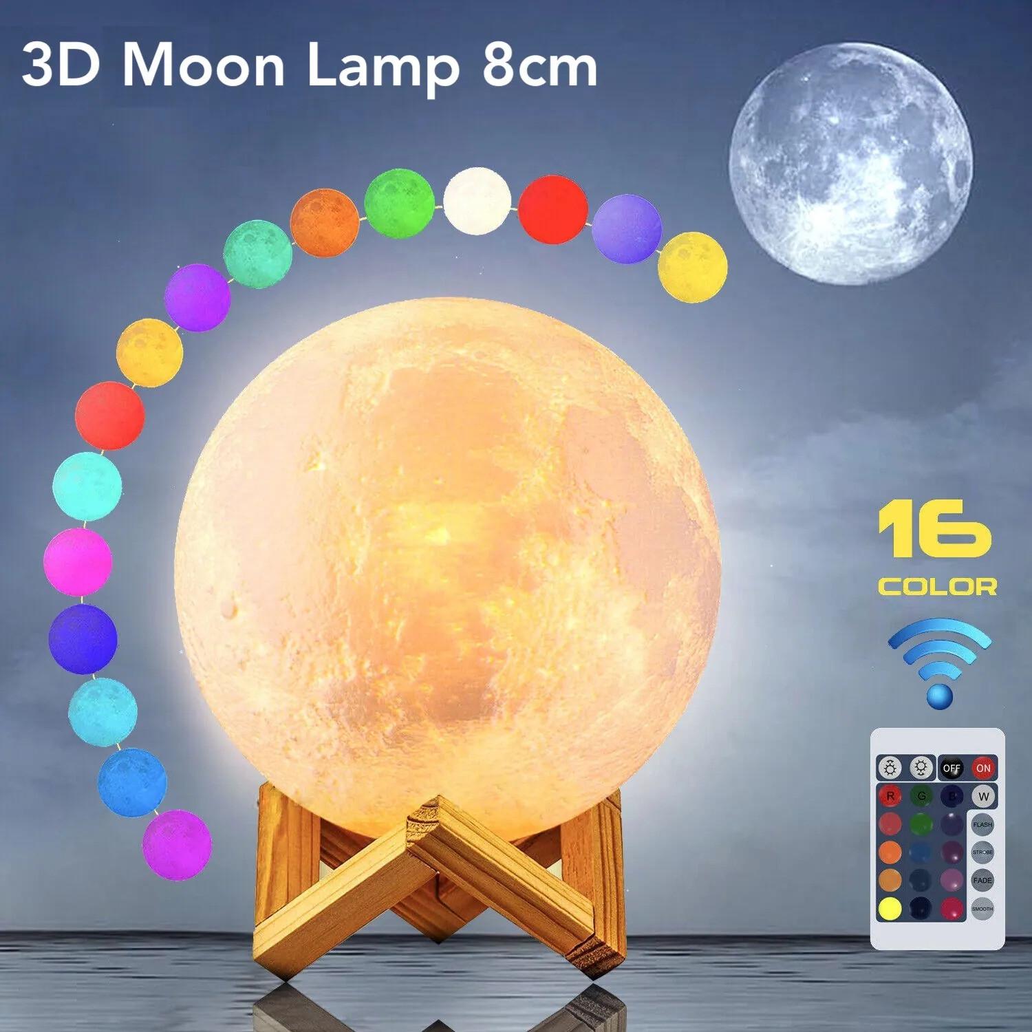 3D Moon Lamp 16 Colors Remote &Amp; Touch A